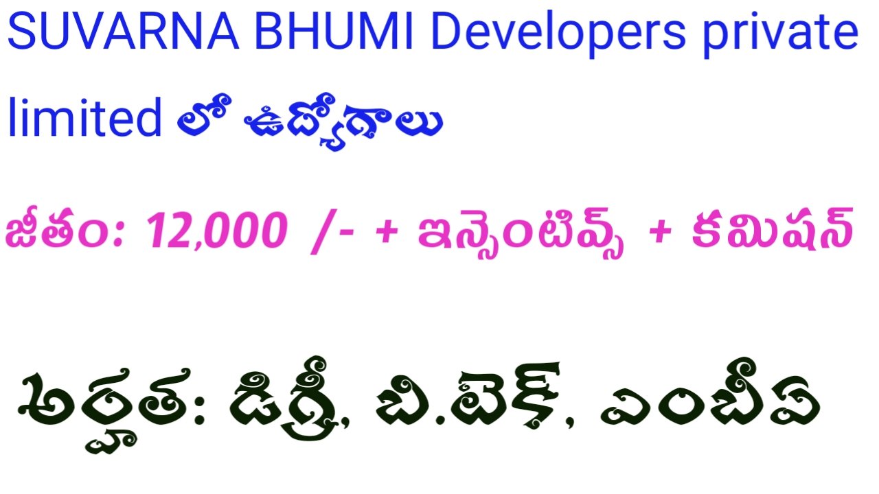 Jobs in Suvarna Bhoomi developers private limited