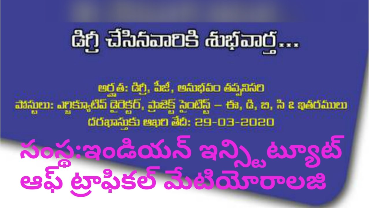 Jobs in Indian Institute of trafical meteorology