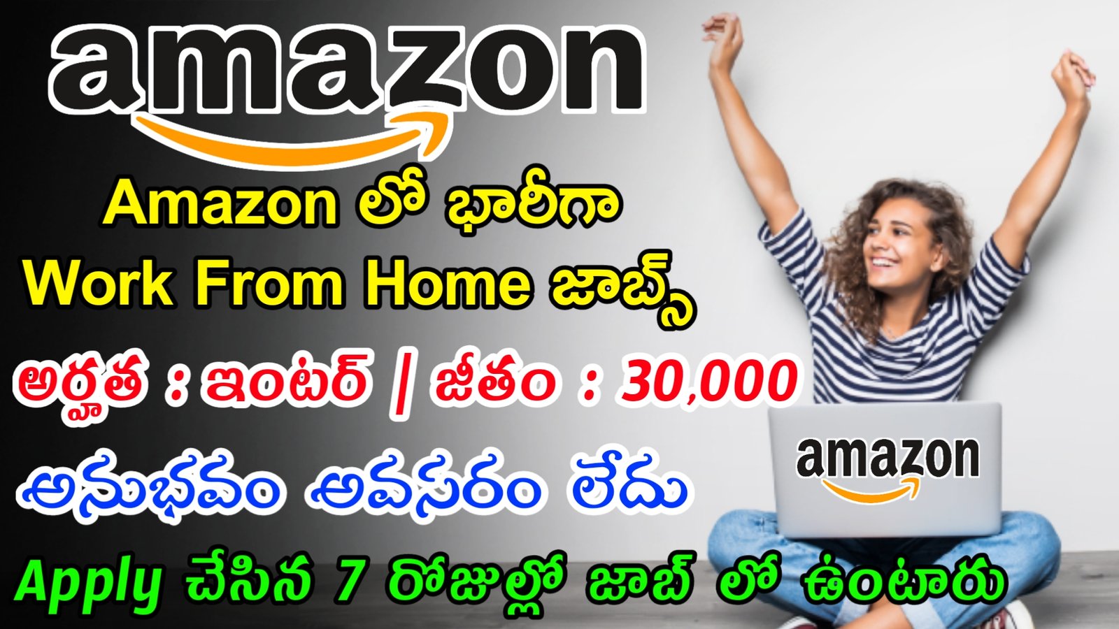 Amazon Work From Home Jobs 2023 | ఇంటర్ తో అమెజాన్ లో భారీగా ఉద్యోగాలు | 30,000 జీతం నెలకు