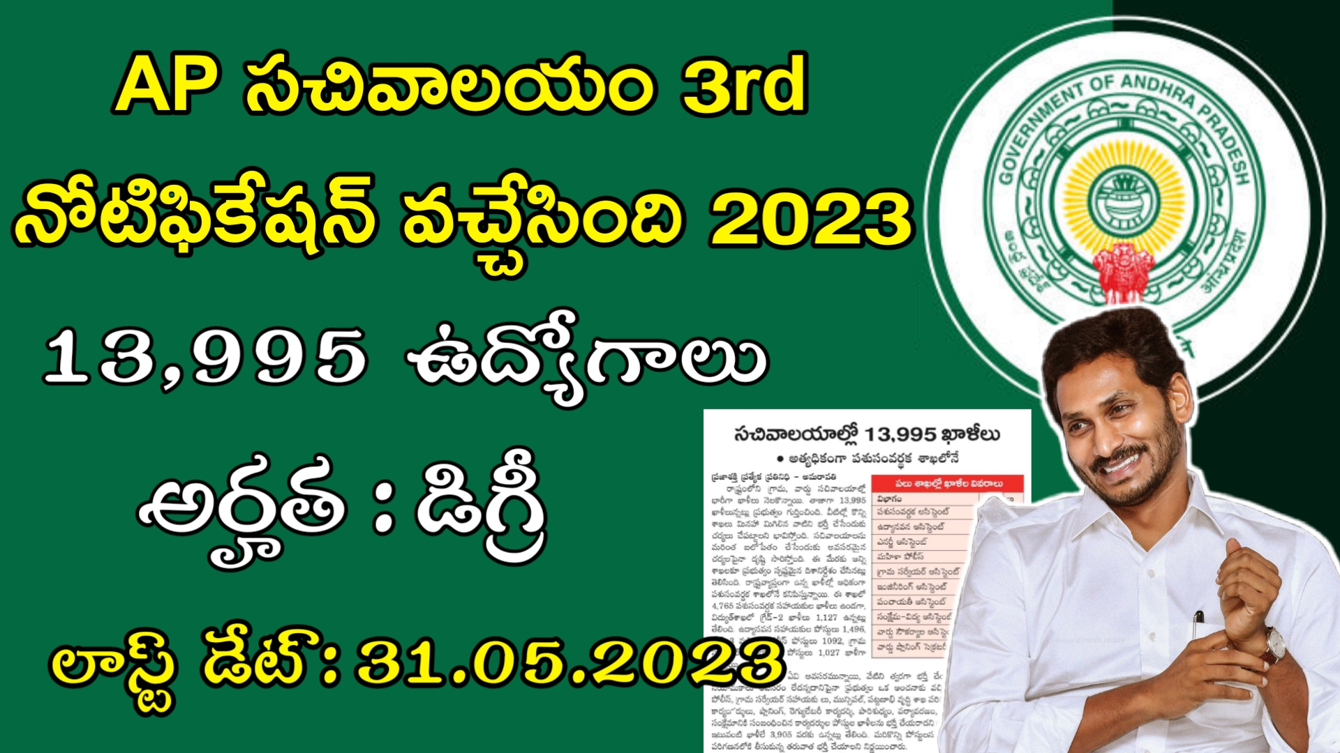 Ap Grama Ward Sachivalayam 3rd Notification 2023 0745