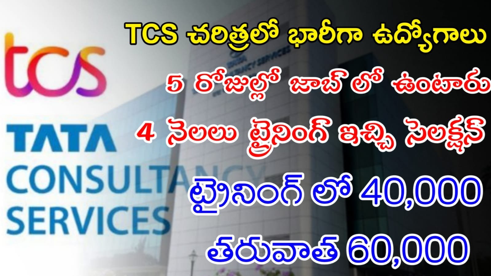 TCS Jobs : TCS లో 4 నెలలు ట్రైనింగ్ ఇచ్చి జాబ్ ఇస్తున్నారు | Work From Home Jobs