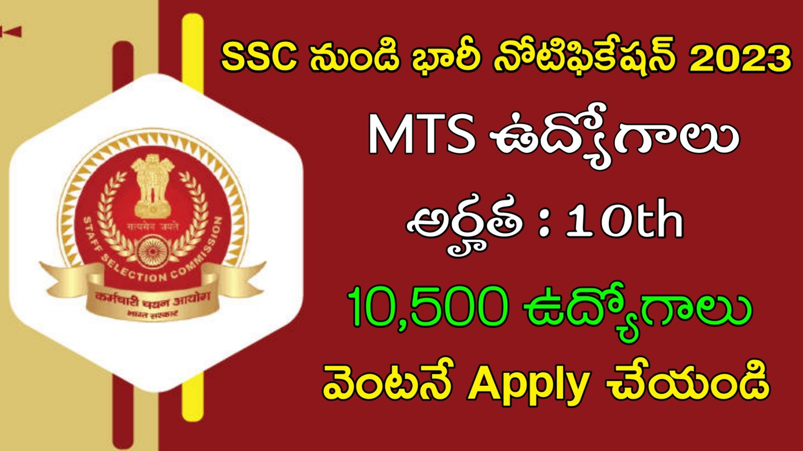 Latest SSC MTS Recruitment 2023 | SSC లో 10,500 MTS ఉద్యోగాలు | Latest Govt Jobs 2023