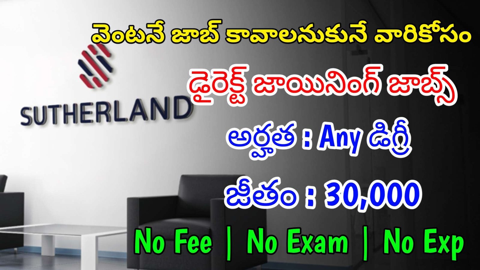 వెంటనే జాబ్ కావాలనుకునే వారికోసం ఈ జాబ్స్ | Latest Sutherland Recruitment 2024 | Latest Jobs In Telugu