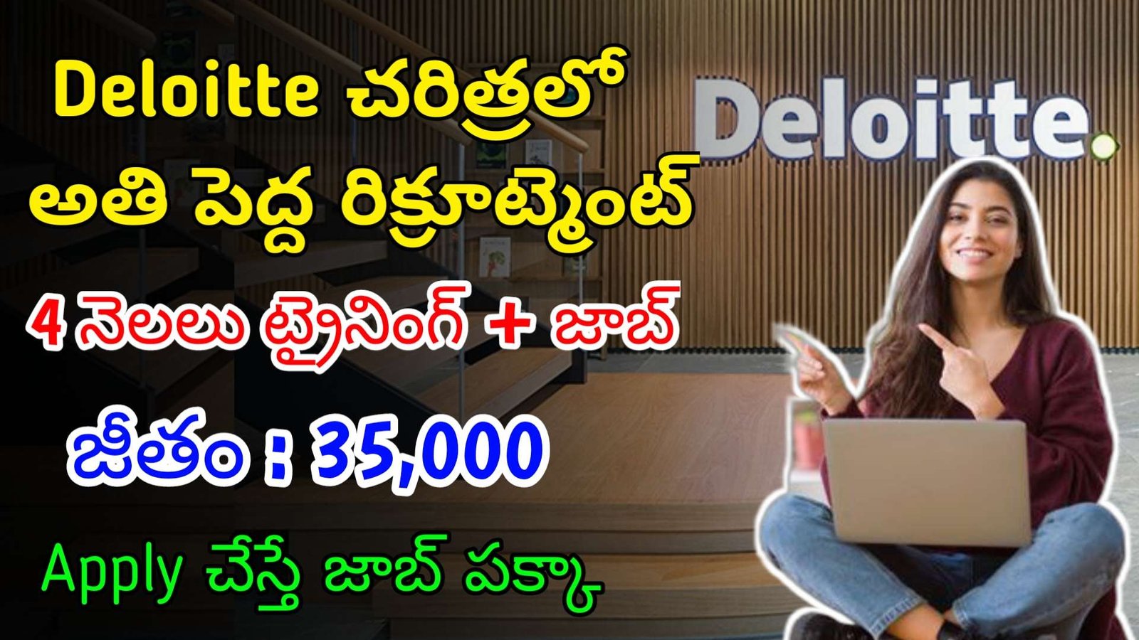 4 నెలలు ట్రైనింగ్ ఇచ్చి జాబ్ ఇస్తున్నారు | Latest Deloitte Recruitment 2024 | Latest Jobs In Telugu
