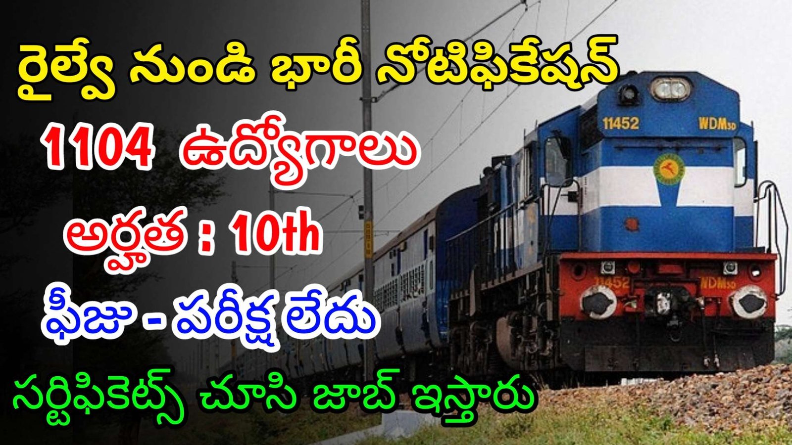 10th తో రైల్వే లో ఫీజు పరీక్ష లేకుండా 1104 ఉద్యోగాలు | Latest RRB Notification 2024 | Railway Jobs In Telugu