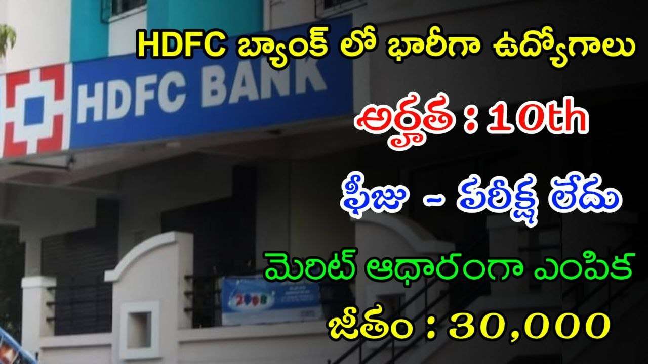 10th తో HDFC బ్యాంక్ లో భారీగా ఉద్యోగాలు | Latest HDFC Bank Notification 2024 | Latest Jobs In Telugu