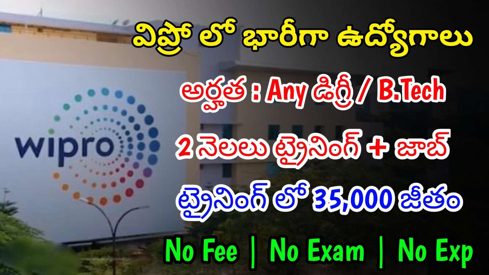 విప్రో కంపెనీ 2 నెలలు ట్రైనింగ్ ఇచ్చి జాబ్ ఇస్తున్నారు | Latest WIPRO Recruitment 2024 | Latest Jobs In Telugu
