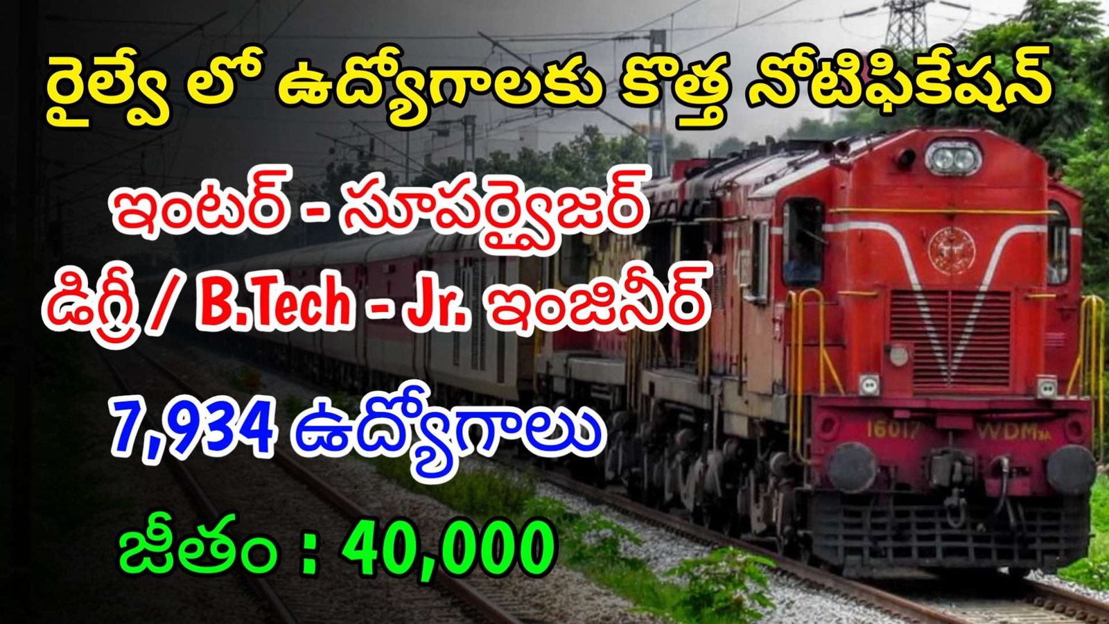 ఇంటర్ తో రైల్వే లో 7934 సూపర్వైజర్ ఉద్యోగాలు | Latest RRB Notification 2024 | Railway Jobs In Telugu