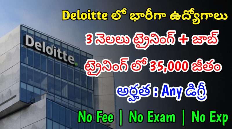 Deloitte కంపెనీ 3 నెలలు ట్రైనింగ్ ఇచ్చి జాబ్ ఇస్తున్నారు | Latest Deloitte Recruitment 2024 | Latest Jobs In Telugu