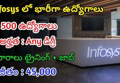 ఇన్ఫోసిస్ లో 500 ఉద్యోగాలు | Latest Infosys Recruitment For Freshers