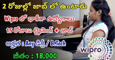 Wipro Jobs | విప్రో కంపెనీ 15 రోజులు ట్రైనింగ్ ఇచ్చి జాబ్ ఇస్తుంది