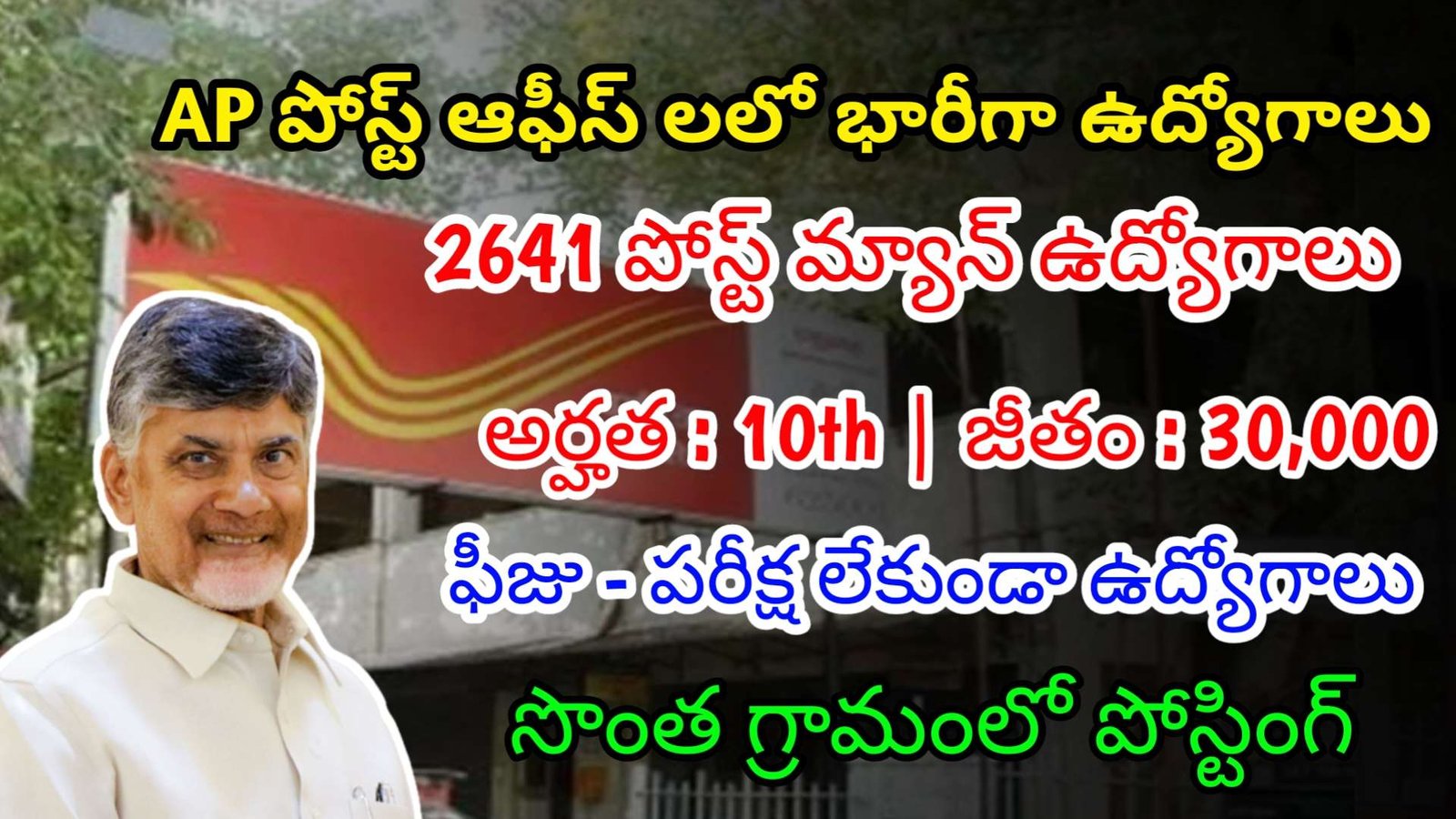10వ తరగతి తో AP పోస్ట్ ఆఫీస్ లలో 2641 పోస్ట్ మ్యాన్ ఉద్యోగాలు | Postal Jobs | AP Postal Department Notification 2024