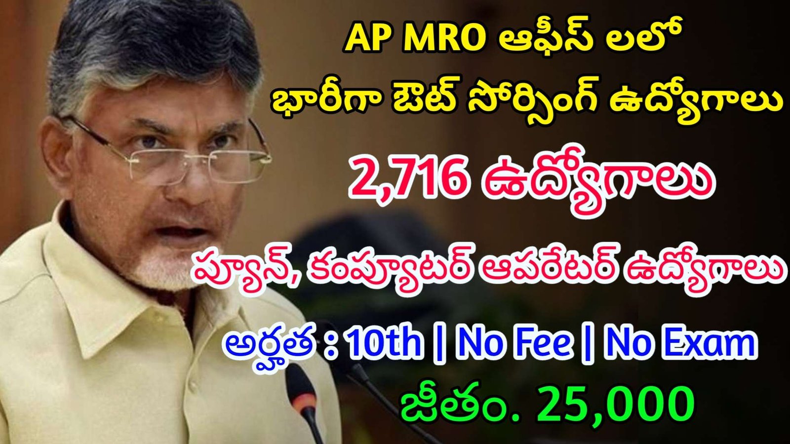 AP MRO ఆఫీస్ లో ఫీజు పరీక్ష లేకుండా 2716 ఔట్ సోర్సింగ్ ఉద్యోగాలు | Latest AP Outsourcing Jobs 2025 | AP MRO Office Jobs